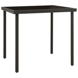 Berkfield Home Outdoor Dining Table Anthracite 80x80x72 cm Glass & Steel in Black - Size: 80 x 80 x 72 cm - thumbnail 2