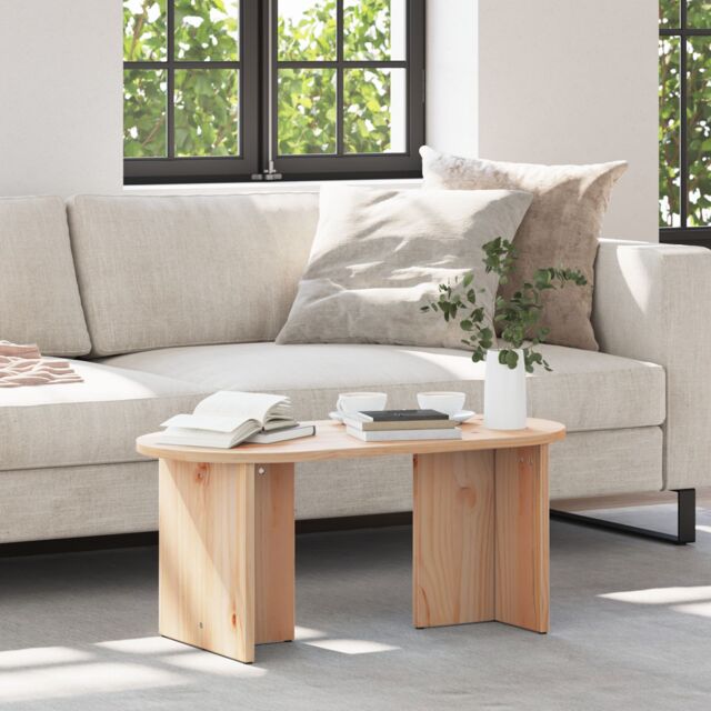Berkfield Home Coffee Table Natural 80 x 39.5 x 35 cm Solid pine wood in Brown - image 1