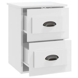 Berkfield Home Wall-mounted Bedside Cabinet High Gloss White 41.5x36x53cm - Size: 41.5x36x53 cm - thumbnail 6