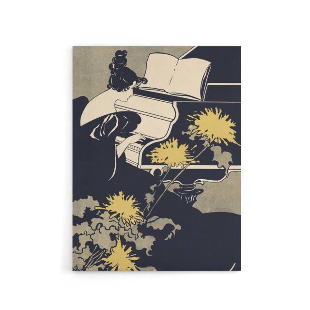 "Artery8 Miss Traumerei Piano Book Cover Canvas Wall Art Print Ethel Reed in Black - Size: W18"" x H24""" - image 1