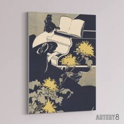 "Artery8 Miss Traumerei Piano Book Cover Canvas Wall Art Print Ethel Reed in Black - Size: W18"" x H24""" - thumbnail 2