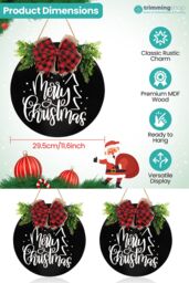 Neel Blue Rustic MDF Christmas Hanging Sign - 29.5cm in Black - thumbnail 2