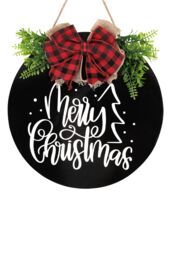 Neel Blue Rustic MDF Christmas Hanging Sign - 29.5cm in Black - thumbnail 1