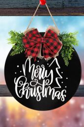 Neel Blue Rustic MDF Christmas Hanging Sign - 29.5cm in Black - thumbnail 5