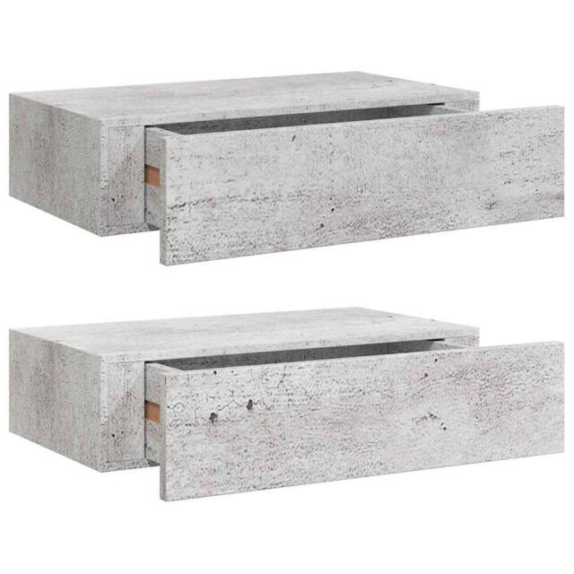 Berkfield Home Wall Drawer Shelves 2 pcs Concrete Grey 40x23.5x10cm MDF - Size: 40x23.5x10 cm - image 1