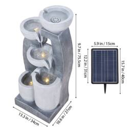 Living and Home Solar Water Fountain for Garden and Outdoor Décor in Grey - thumbnail 9