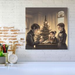 "Warren Reed - Designer Lighting The Candles Canvas - Size: W16"" x H16""" - thumbnail 1