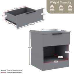 Home Discount Vida Designs Trega 4Pc Bedroom Set(1Dr Bedsidex2, 5Dr Chest, Wardrobe) in Grey - thumbnail 2