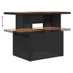 Berkfield Home Garden Table Black 100x55x73 cm Poly Rattan & Acacia Wood - Size: 100 x 55 x 73 cm - thumbnail 8
