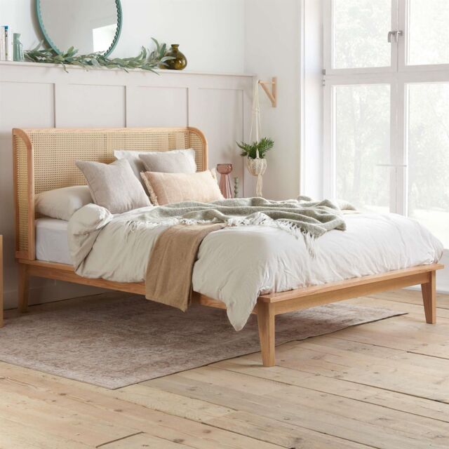 Birlea Rattan Bed Frame Venice Oak 4FT6 135cm Wrap Around in Beige - Size: Double - image 1