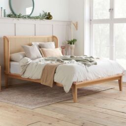 Birlea Rattan Bed Frame Venice Oak 4FT6 135cm Wrap Around in Beige - Size: Double - thumbnail 1