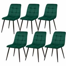 KOSY KOALA Dining Table Set with 6 Green Velvet Dining Chairs Room Furniture in Brown - thumbnail 2