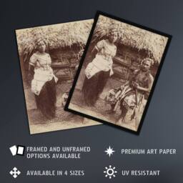 "Artery8 Burton Brothers Samoan Chief Justice & His Wife Framed Art Print in Brown - Size: W12"" x H16""" - thumbnail 2