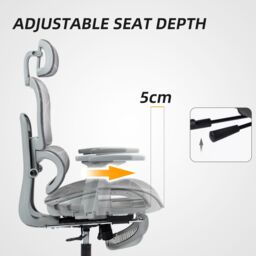 HOMCOM Ergonomic Swivel Office Chair Computer Chair with 3D Armrest, Grey - thumbnail 5