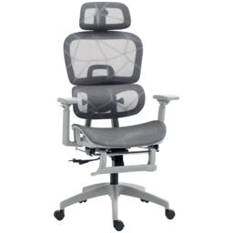 HOMCOM Ergonomic Swivel Office Chair Computer Chair with 3D Armrest, Grey - thumbnail 2