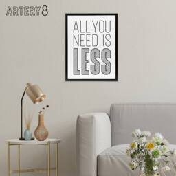 "Artery8 All You Need Is Less Black White Inspirational Framed Canvas Art Print - Size: W12"" x H16""" - thumbnail 3