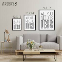 "Artery8 All You Need Is Less Black White Inspirational Framed Canvas Art Print - Size: W12"" x H16""" - thumbnail 4