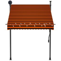 Berkfield Home Manual Retractable Awning with LED 150 cm Orange & Brown - thumbnail 4