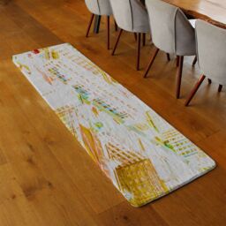 Benjamin Tate Design London Roof Tops Orange Runner Rug in Natural - Size: 67 cm x 230 cm - thumbnail 2