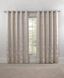 New Edge Blinds English Garden Lined Eyelet Jacquard Curtains in Cream - Size: 168 cm width x 137 cm drop - thumbnail 2