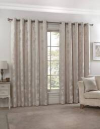New Edge Blinds English Garden Lined Eyelet Jacquard Curtains in Cream - Size: 168 cm width x 137 cm drop - thumbnail 4