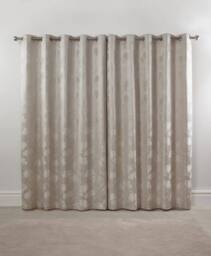 New Edge Blinds English Garden Lined Eyelet Jacquard Curtains in Cream - Size: 168 cm width x 137 cm drop - thumbnail 3