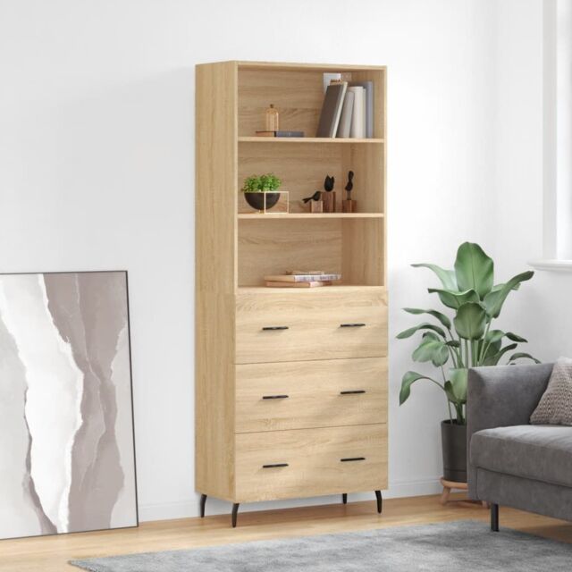 Berkfield Home Highboard Sonoma Oak 69.5x34x180 cm Engineered Wood in Brown - image 1