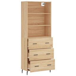 Berkfield Home Highboard Sonoma Oak 69.5x34x180 cm Engineered Wood in Brown - thumbnail 4