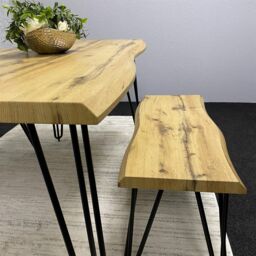 KOSY KOALA Modern Dining Table Set With 2 Benches Kitchen Dining Room Furniture in Brown - thumbnail 5