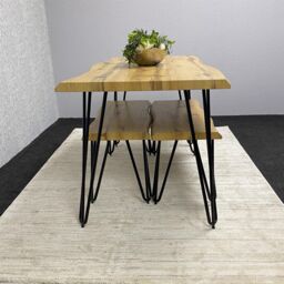 KOSY KOALA Modern Dining Table Set With 2 Benches Kitchen Dining Room Furniture in Brown - thumbnail 3