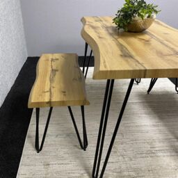 KOSY KOALA Modern Dining Table Set With 2 Benches Kitchen Dining Room Furniture in Brown - thumbnail 9
