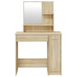 Berkfield Home Beautiful Dressing Table with Mirror Sonoma Oak 86.5x35x136 cm in Light Oak - thumbnail 6