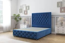 "Comfort Beds Winchester Plush Divan Set 2 Drawers-54"" Headboard-Footboard in Navy - Size: Super King" - thumbnail 3