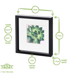 "Nicola Spring 3D Box Photo Frame - 10 x 10"" with 6 x 6"" Mount - Grey Mount in White" - thumbnail 4