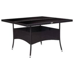 Berkfield Home Outdoor Dining Table Black Poly Rattan & Glass - thumbnail 2