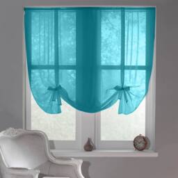 Luxury Living Sheer Voile Tie Up Curtain Blinds - Adjustable Light Filtering in Teal - Size: 228 cm width x 137 cm drop - thumbnail 1