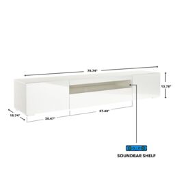 Moderna Modern White 200cm Gloss TV Stand for 55-80 Inch 4K LED TV - thumbnail 2
