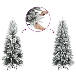 Berkfield Home Artificial Christmas Tree with Flocked Snow 150 cm PVC&PE in White - thumbnail 4