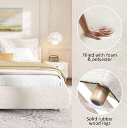 STILVORA 5ft Ottoman Bed Frame with Storage & Boucle in White - Size: King - thumbnail 7