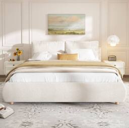 STILVORA 5ft Ottoman Bed Frame with Storage & Boucle in White - Size: King - thumbnail 3