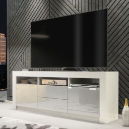 Creative Furniture TV Unit 160cm Modern - White with High Gloss Grey Doors
