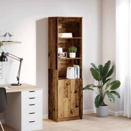 Berkfield Home Highboard Old Wood 50x35x180 cm Engineered Wood in Brown - Size: 50 x 35 x 180 cm - thumbnail 2