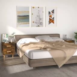 Berkfield Home Bed Cabinets 2 pcs Smoked Oak 40x35x47.5 cm in Brown - thumbnail 2