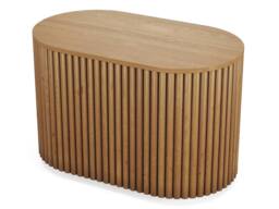 Vente-unique Wall-Hung Teak Bathroom Unit With Round Basin - 90 Cm - TOWARI in Light Oak - thumbnail 7