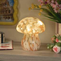 Lighting Collection Pixie LED Glass Mushroom Lamp - Coral in Orange - thumbnail 1