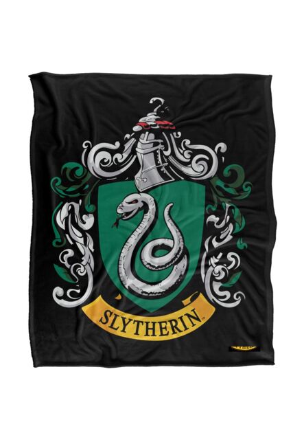 Harry Potter Slytherin Crest Officially Licensed Silky Touch Super Soft Throw Blanket 152x127 cm in White - image 1