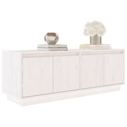 Berkfield Home TV Cabinet White 110x34x40 cm Solid Wood Pine - Size: 110 x 34 x 40 cm - thumbnail 4