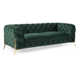 Stratus Interiors Modern Italian Chesterfield Sofa Plush Velvet 3 Seater 195W in Green - Size: 190 cm x 60 cm
