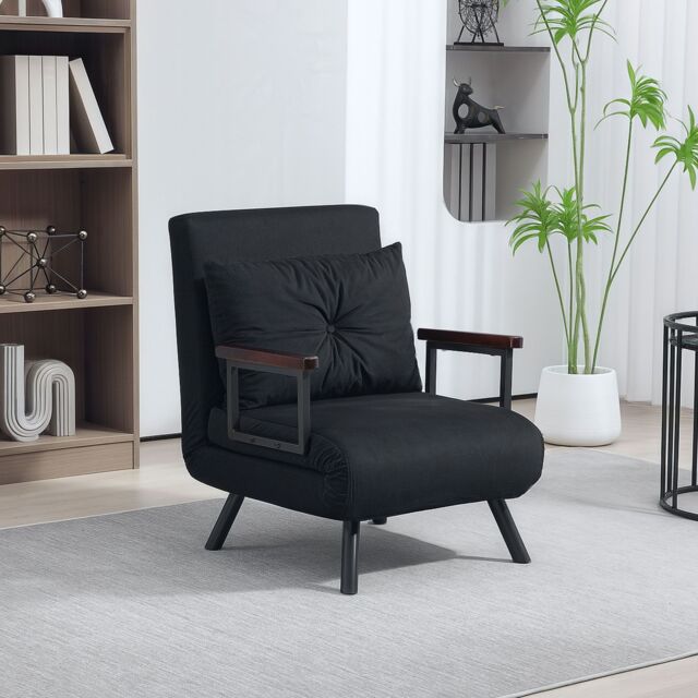 HOMCOM Click Clack Single Chair Bed Settee for Living Room in Black - image 1
