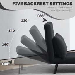 HOMCOM Click Clack Single Chair Bed Settee for Living Room in Black - thumbnail 5